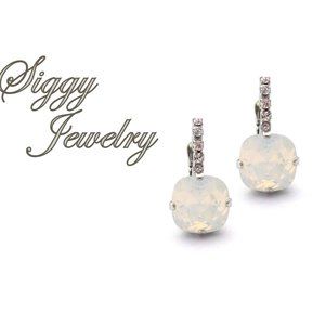 Swarovski White Opal Cushion Cut Earrings Bridal